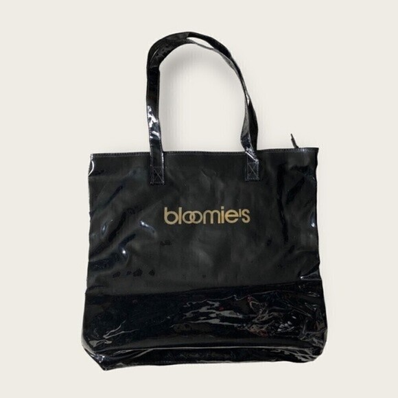 Vintage Bloomies Patent Thick Vinyl Shopping Bag Bloomingdale’s Shopper Tote - Picture 1 of 11